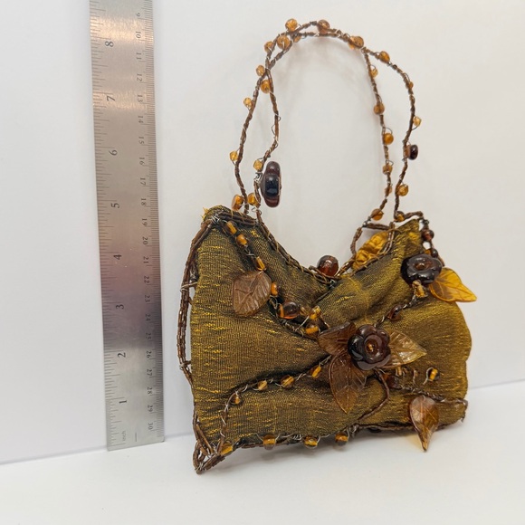 VINTAGE Mary Frances Beaded Floral Evening Bag Purse – Amber Gold – Rare! - Picture 7 of 13
